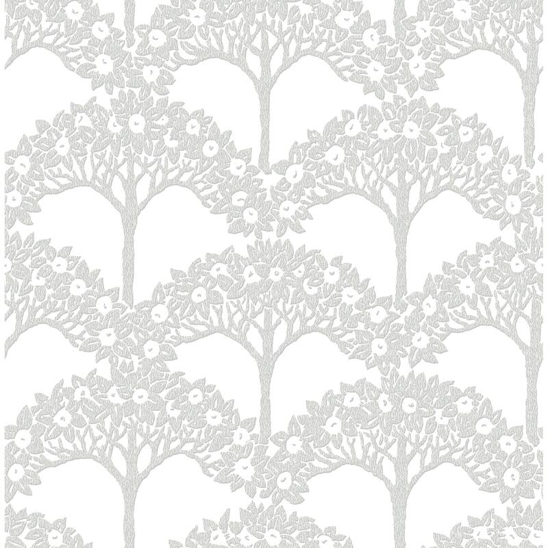 A-Street Prints Dawson Light Grey Magnolia Tree Wallpaper