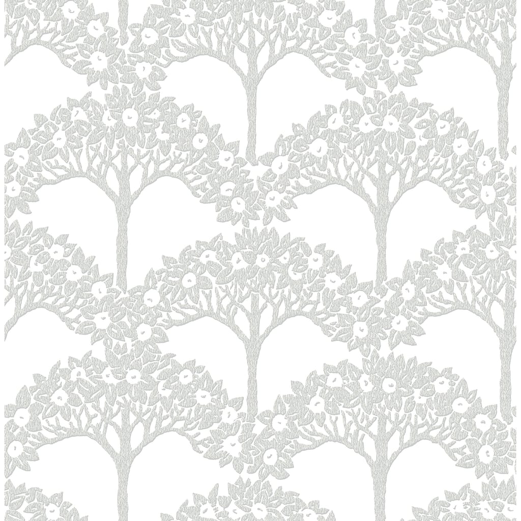 A-Street Prints Dawson Light Grey Magnolia Tree Wallpaper
