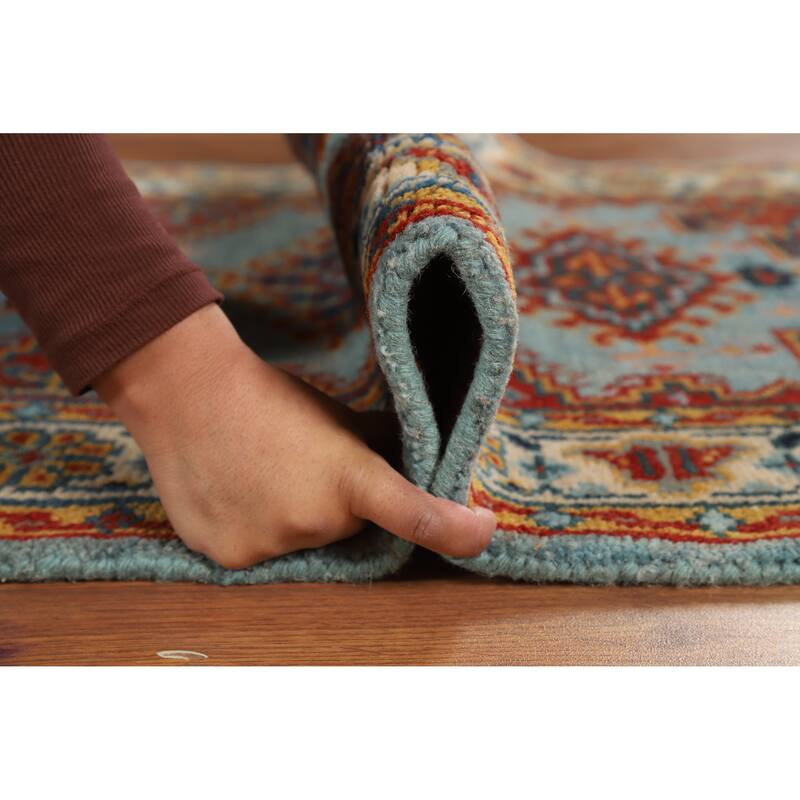 Hand Knotted Oriental 100% Wool Carpet Traditional Geometric Navy Blue & Blues Viss Area Rug - 5' 2'' X 3' 0''