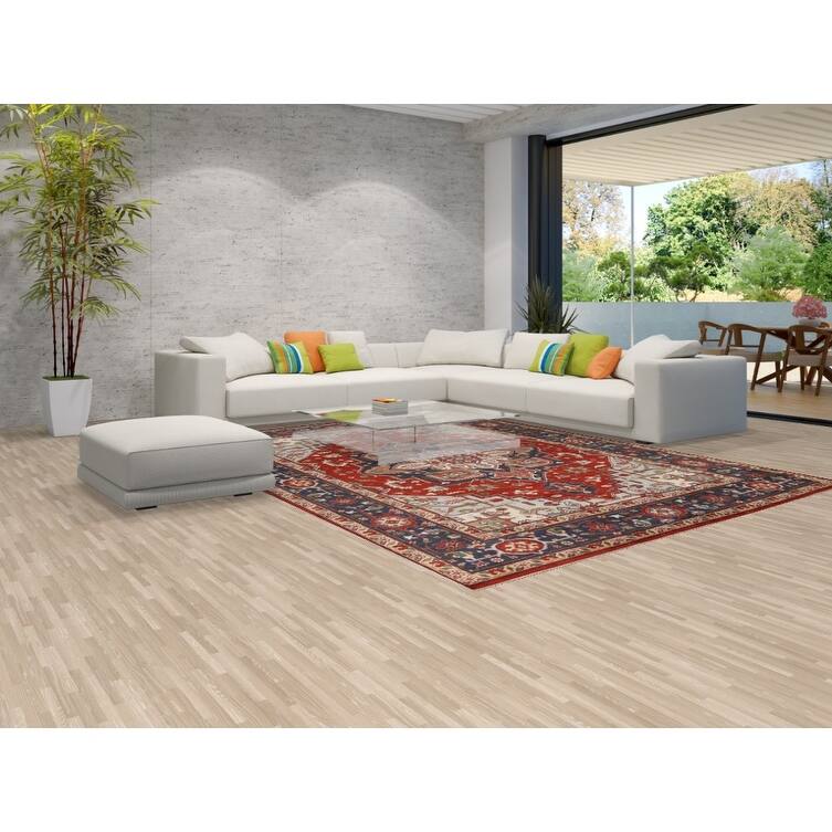 Geometric Heriz Serapi Oriental Area Rug Hand-Knotted Wool Carpet - 8'11"x 11'10"