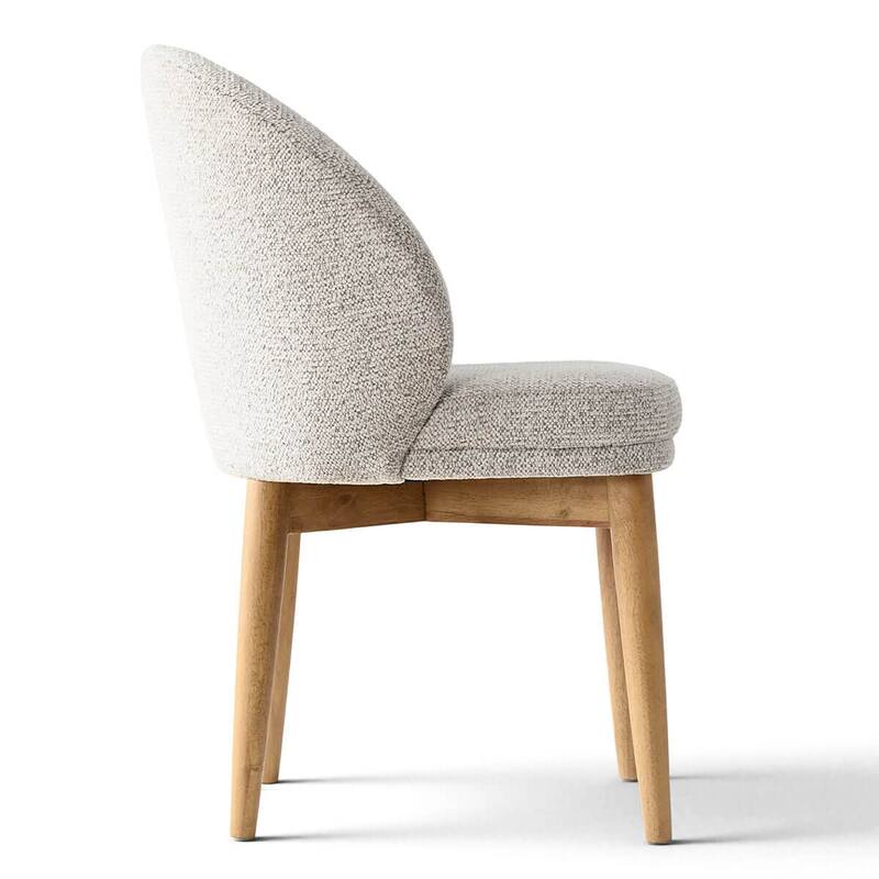 Upholstered Barrel Dining Chair With Oak Solid Wood Legs (Set of 4)