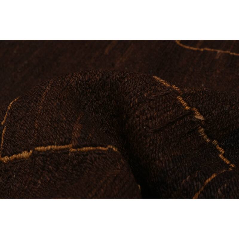 ECARPETGALLERY Flat-Weave Natural Brown Wool Tapestry Kilim - 7'7 x 10'0