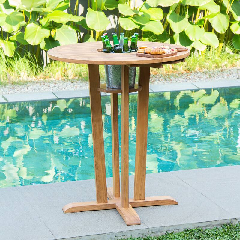 Cambridge Casual Paxton Teak wood Bar-height Patio Bistro Table - Natural Teak