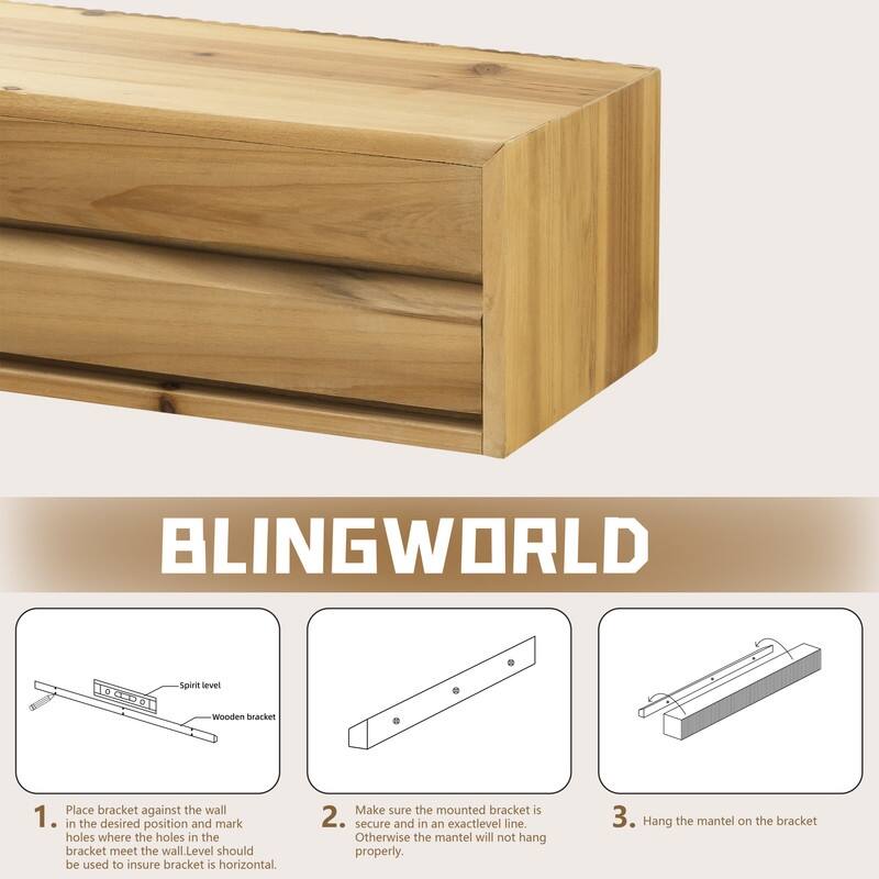 Rustic Fireplace Shelf Mantel Floating Shelf