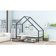 preview thumbnail 14 of 28, Twin Size Metale Floor Bed Frame w/ Roof Design for Kids Bedroom