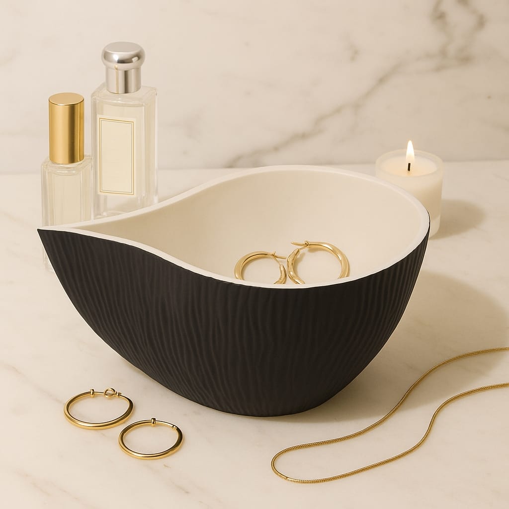 Teardrop Textured Decorative Bowl for Home Decor - Black and White