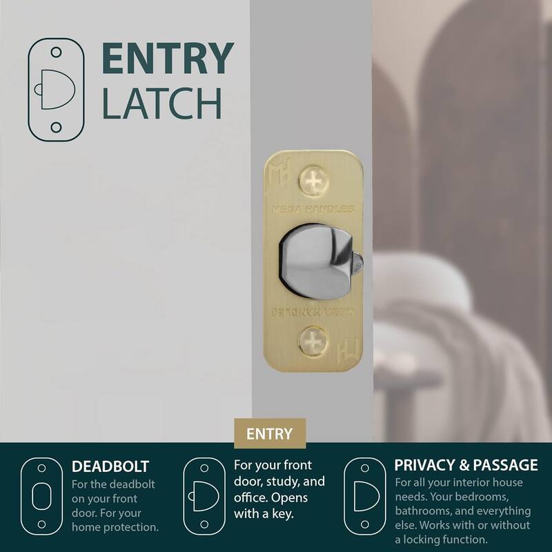Mega Handles 2-Way Adjustable Door Latch | Universal Half Moon Spindles | For Hidden & Interior Door Lock Systems