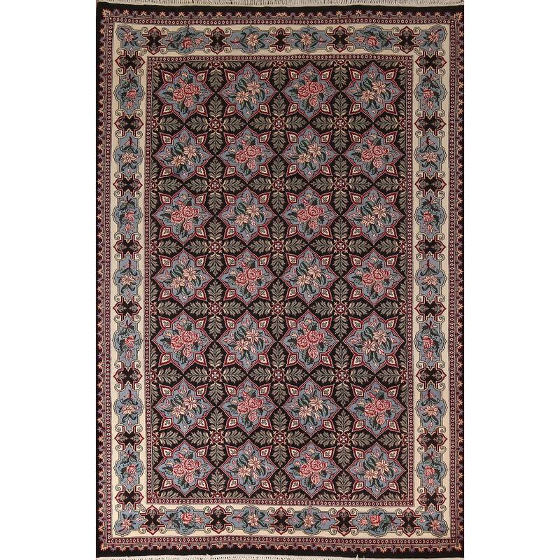 All-Over Floral Art & Craft Chinese Area Rug Handmade Wool Carpet - 6'0"x 9'7"