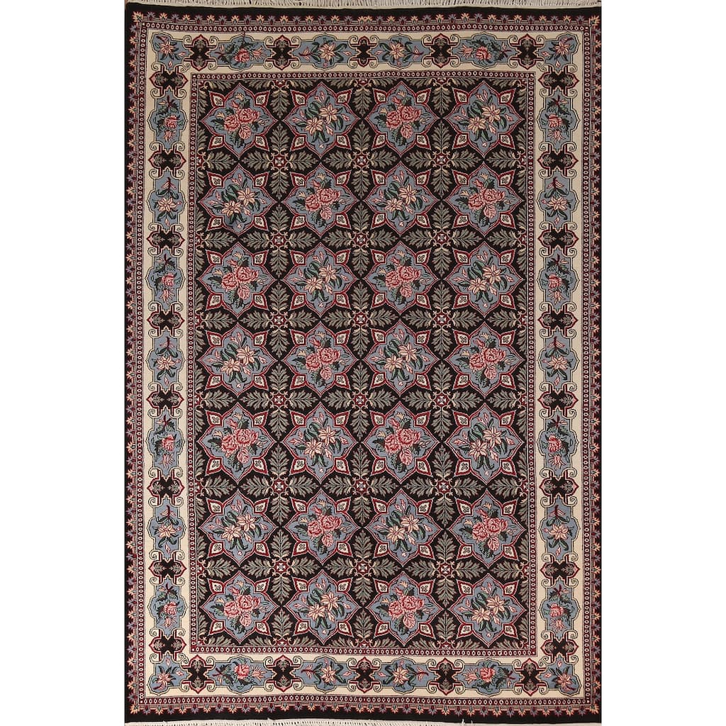 All-Over Floral Art & Craft Chinese Area Rug Handmade Wool Carpet - 6'0"x 9'7"