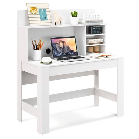 Gymax Home Office Computer Desk Study Table Writing Workstation Hutch