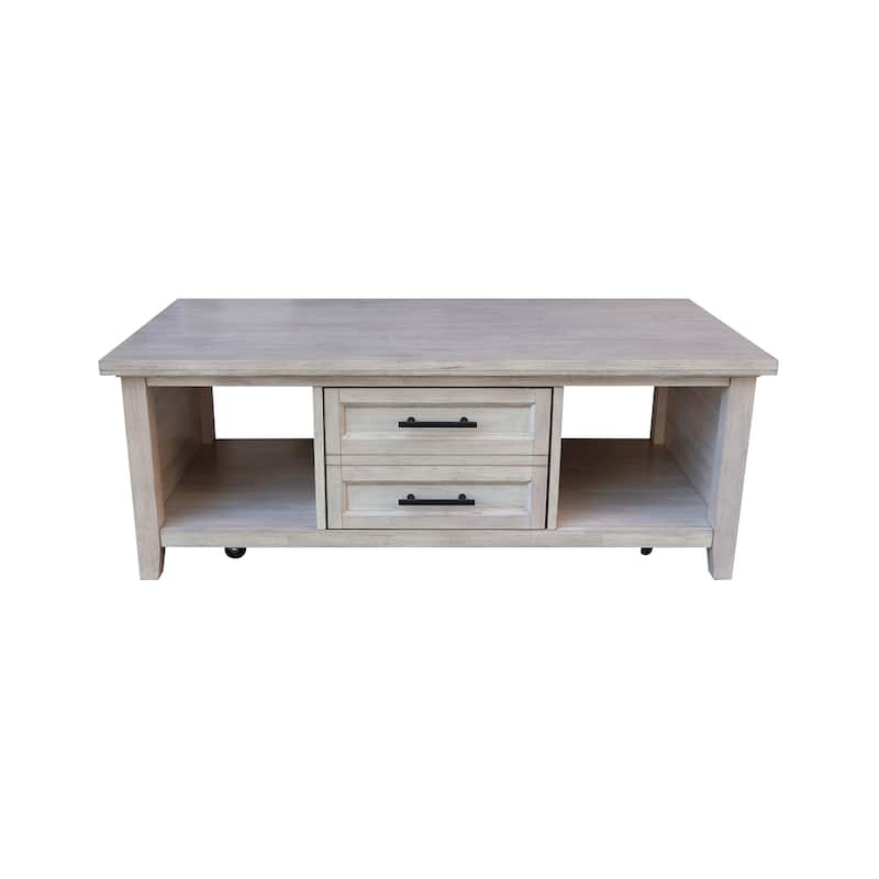 Sanibel Solid Wood Coffee Table with Casters in Macchiato - Wood