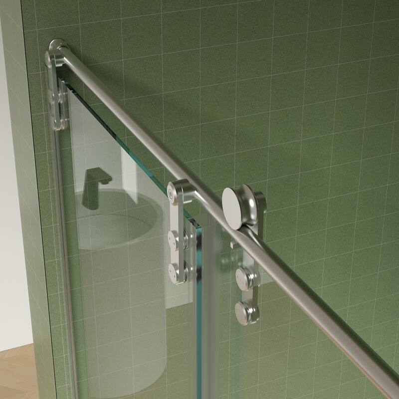 56"-60"W x 76"H Frameless Clear Tempered Glass Shower Enclosure