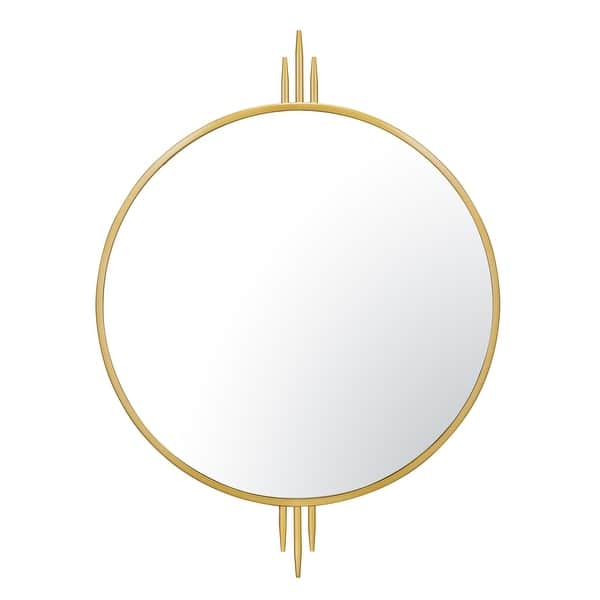 slide 2 of 10, Varaluz Propaganda Round Wall Mirror Gold