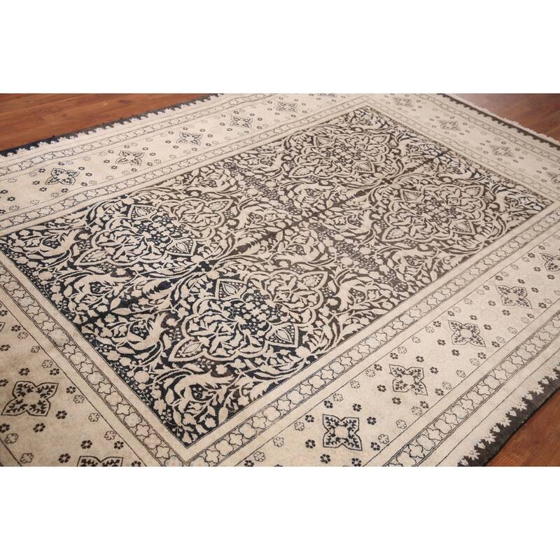 Geometric Royal Tabriz Oriental Area Rug Handmade Vintage Wool Carpet - 6'2" x 8'10"