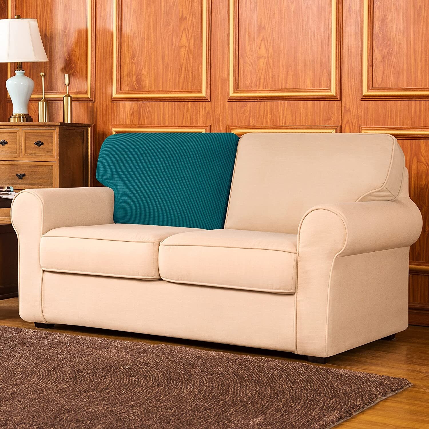 Subrtex Backrest Spandex Jacquard Couch Cover Stretch Back Cushion