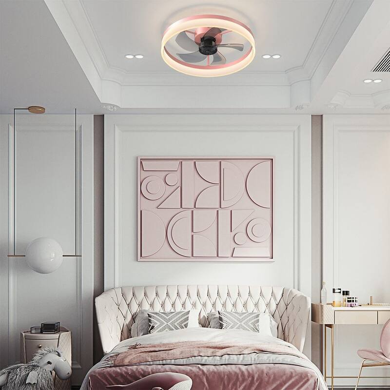 Modern Dimmable LED Recessed Mount Ceiling Fan Light with Remote Control