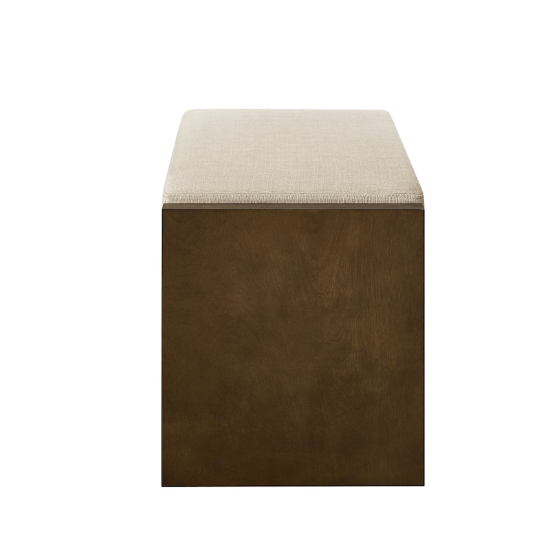 GDFStudio - Norway 40" Linen Accent Bench with Storage Shelf