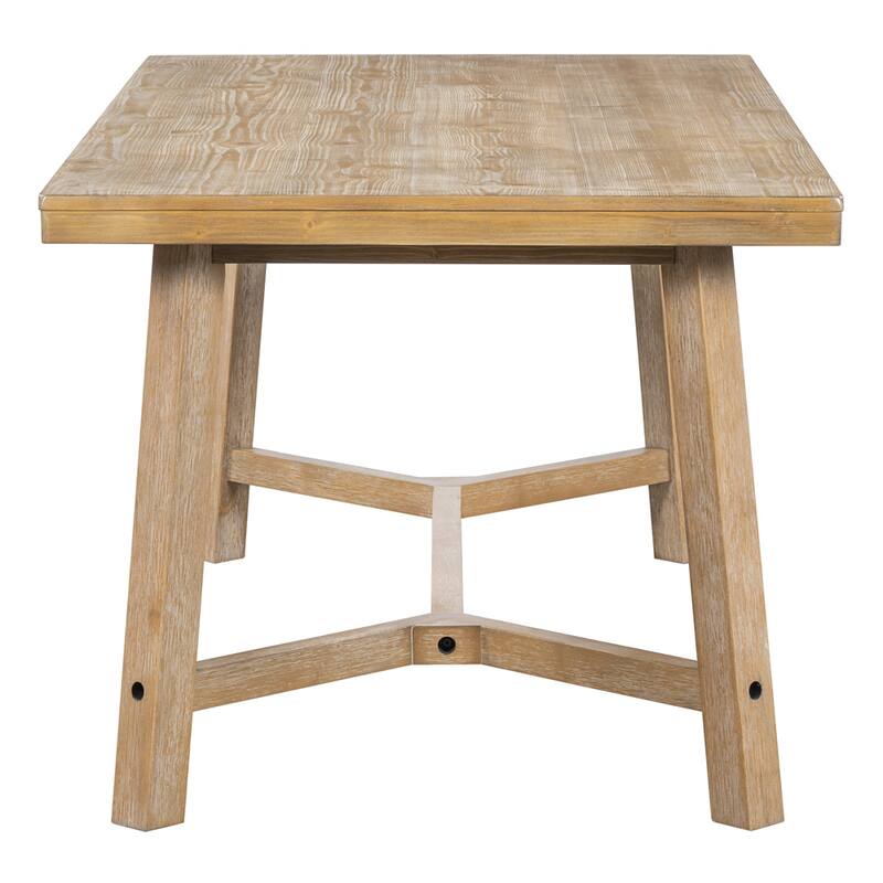 6-piece Retro Dining Set with Table,4 Upholstered Chair and Bench