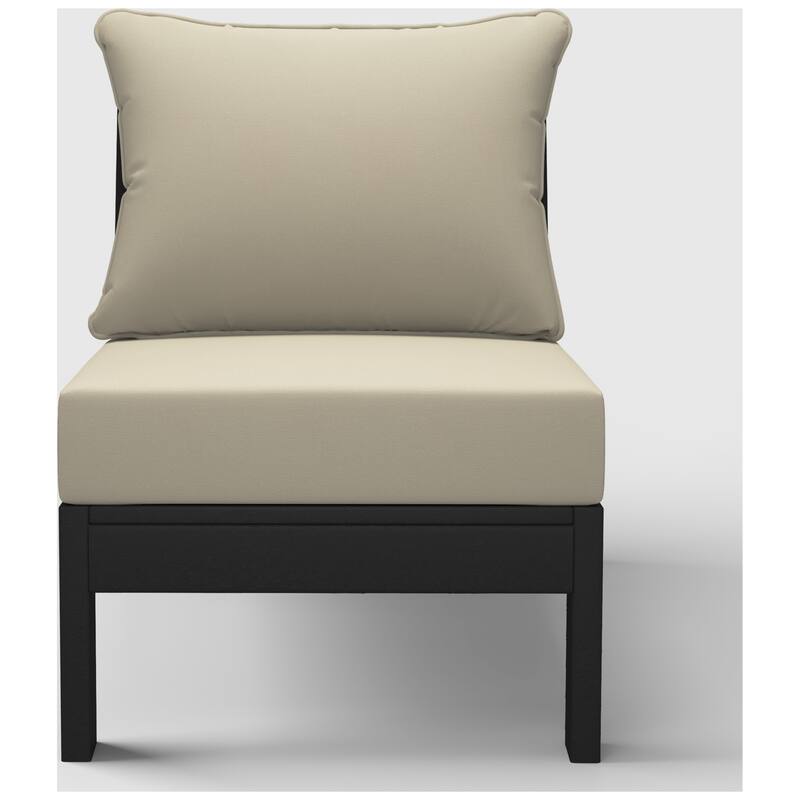 Birchwood All Weather HDPE Outdoor Patio Deep Seating Black Armless Chair With Cushions (1-Piece)