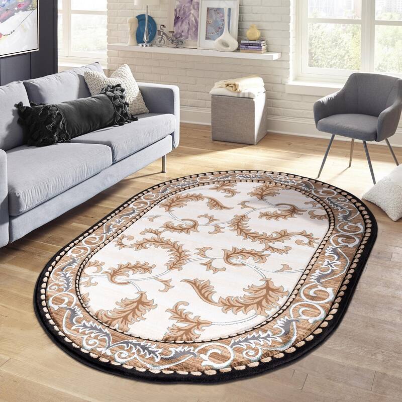 Glamour Cream/Black Polypropylene Area Rug