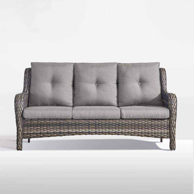 Outdoor 3-Piece Wicker Sofa Set with Ottoman