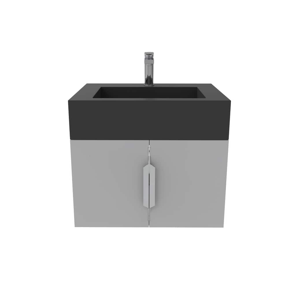 Nile 24-Inch Wall Mounted Bathroom Vanity Set w/ Black Top