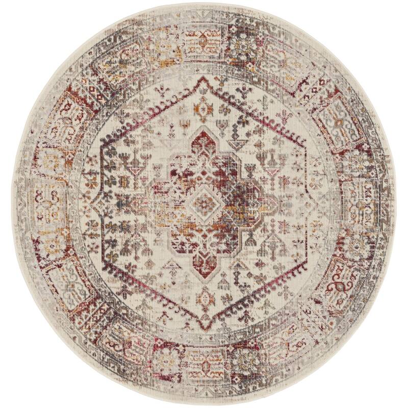 HomeRootsFloral Transitional Round Area Rug - 72' X '72' X '0.5