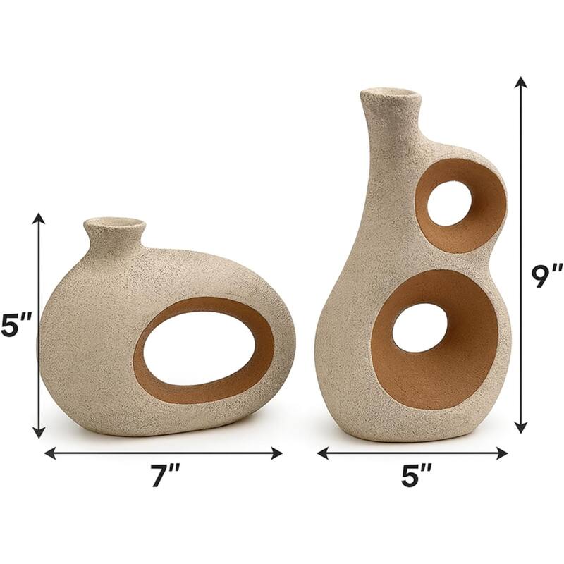 Aria Home Brown Ancient Elegance Ceramic Vases Decorative Set of 2