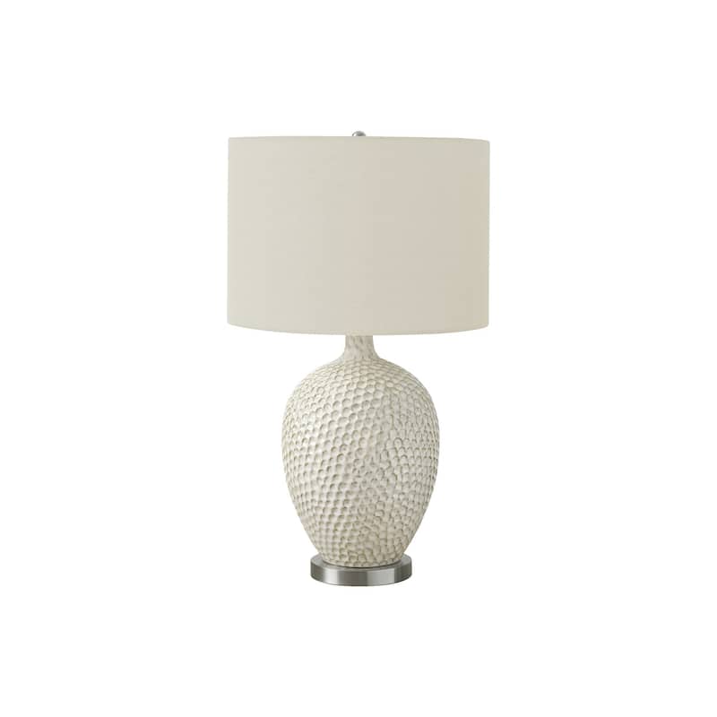 Anmytek 28 Inch Contemporary Cream Ceramic Table Lamp with Ivory Cream Shade