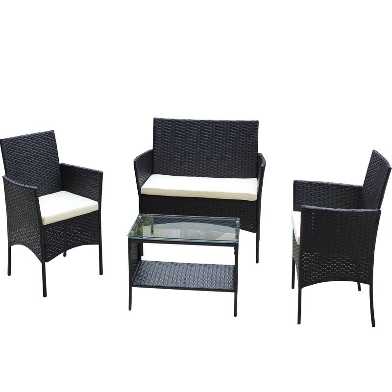 4 PC Rattan Patio Furniture Set