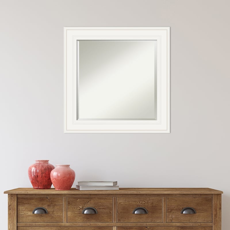 Beveled Bathroom Wall Mirror - Ridge White Frame - Ridge White