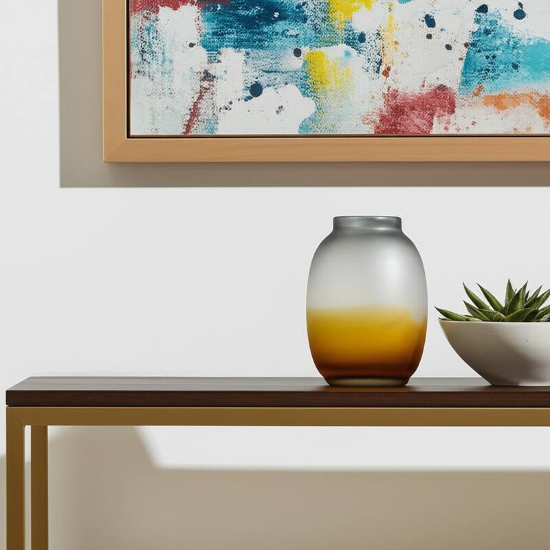 11" Charcoal And Orange Ombre Round Glass Table Vase - 8.10 - Orange/Charcoal - 8.10