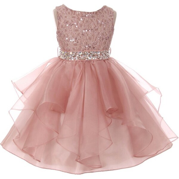 Pink Sequin Flower Girl Dress