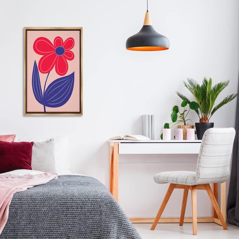 Stupell Playful Bold Red Daisy Framed Floater Canvas Wall Art Design By Martina Pavlova
