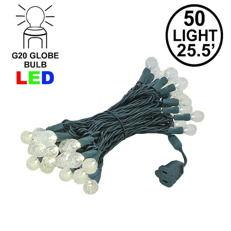20 Light G20 LED Christmas Mini Light, Warm White, Green Wire, 8.5’