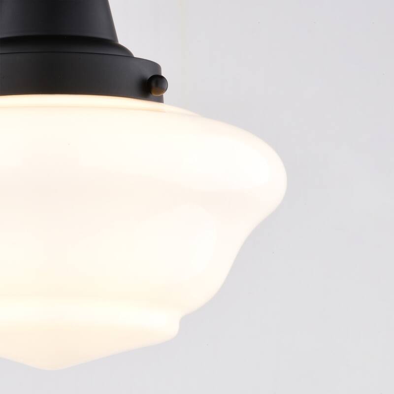 Eastgate 8.75-in W Traditional Semi Flush Mount Ceiling Light White Schoolhouse Glass