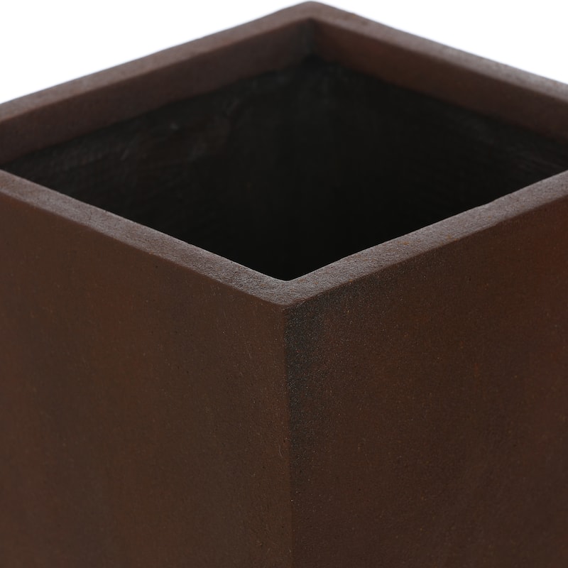 Rustic Brown MgO Tall Tapered Planter with Drainage Hole and Plug - 24.2" H