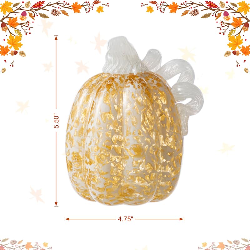 Glitzhome Fall Harvest Amber Dots Glass Pumpkin Thanksgiving Decorating