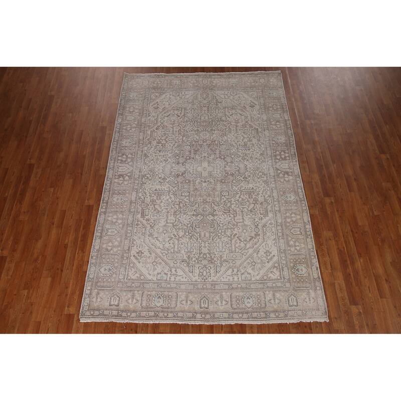 Distressed Tabriz Persian Rug Hand-knotted Wool Carpet - 6'3" x 9'6"