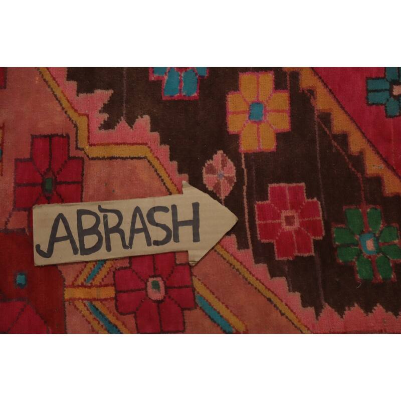 Hand Knotted Oriental 100% Wool Carpet Traditional Tribal Pink Ardebil Runner Rug - 9' 11'' X 4' 0''