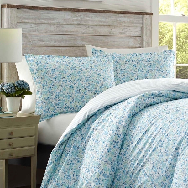 Laura Ashley Jaynie Blue Cotton Duvet Cover Set - On Sale - Bed