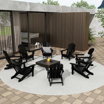 Polytrends Laguna Hdpe All Weather Outdoor Patio Foldable Adirondack Chairs (Set Of 8)