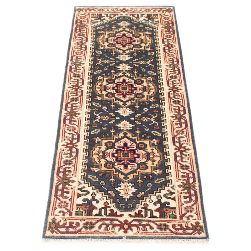 ECARPETGALLERY Hand-knotted Serapi Heritage Navy Wool Rug - 2'6 x 7'8
