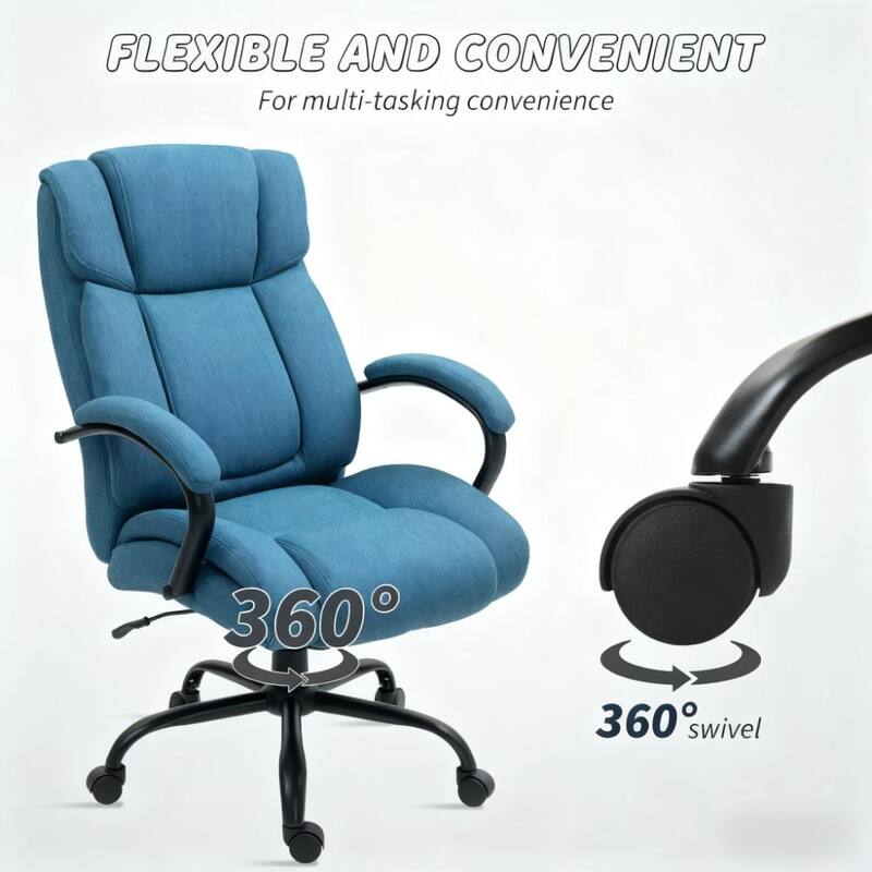 Executive Office Chair - Plush Padding, Adjustable & Rolling Wheels for Effortless Office Style