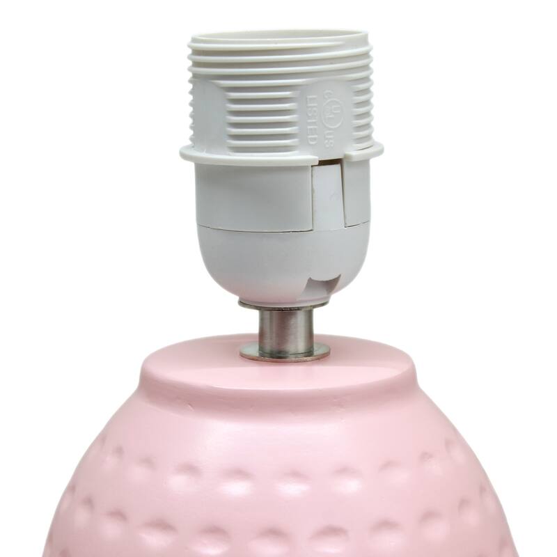 Petite Dimpled Ceramic Table Lamp with Tapered Shade - 12.5" - Pink