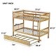 preview thumbnail 7 of 7, Natural Twin over Twin Rubber Wood Bunk Bed with Trundle, Ladder and Safety Guardrails