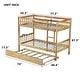 preview thumbnail 7 of 34, Twin over Twin Rubber Wood Bunk Bed with Trundle, Ladder and Safety Guardrails