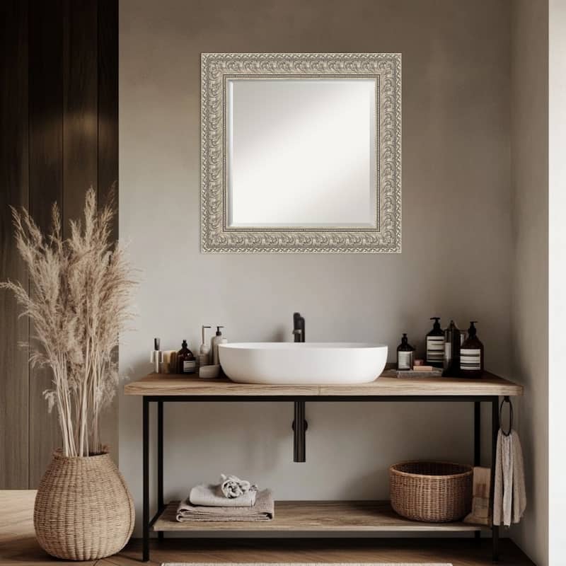 Sydney Silver Beveled Framed Bathroom Vanity Wall Mirror - Sydney Silver