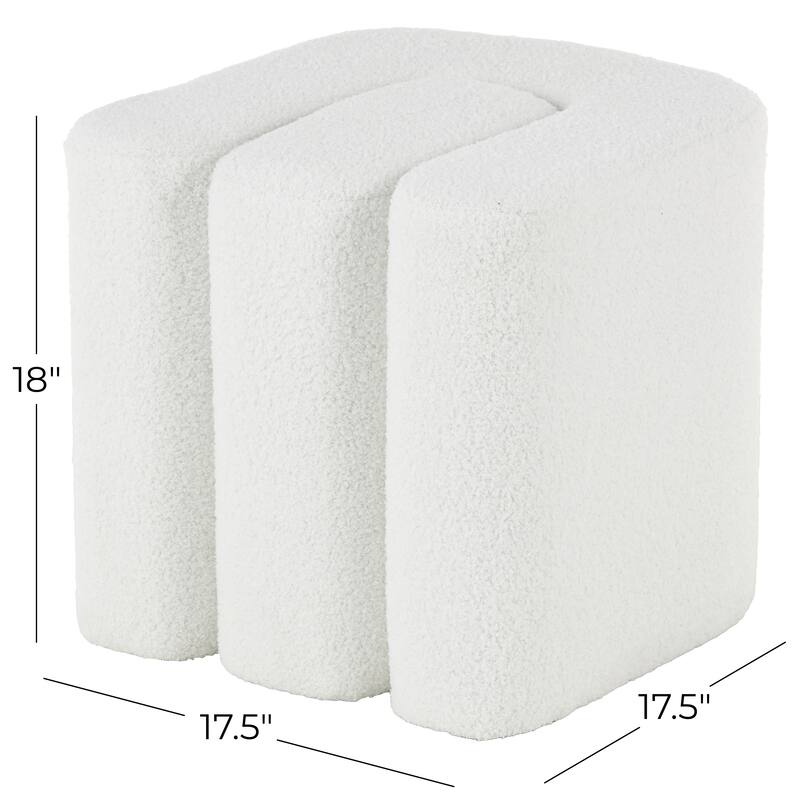 Polyester W-Shaped Ottoman with Connected Arches - White, Gray or Copper - Roche River Decor