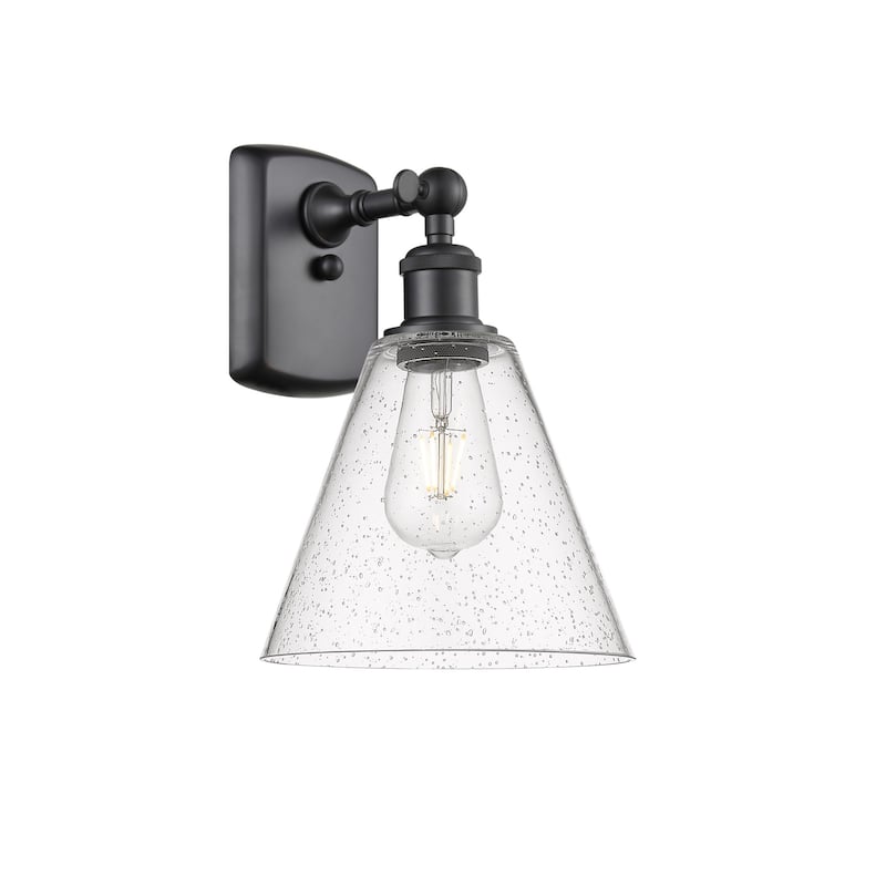 Innovations Lighting 516-1W-11-8 Berkshire Sconce Berkshire 11" Tall - Matte Black / Seedy